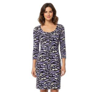 Diane Von Furstenberg Multicolor Printed Silk Jersey Aggie Shift Dress Size 4